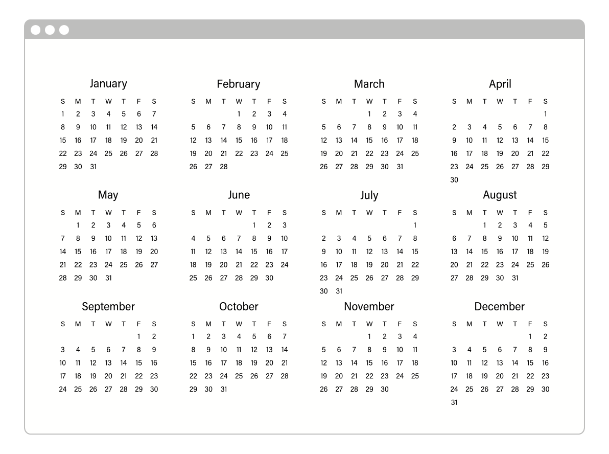 Calendar showing available dedicated email send dates