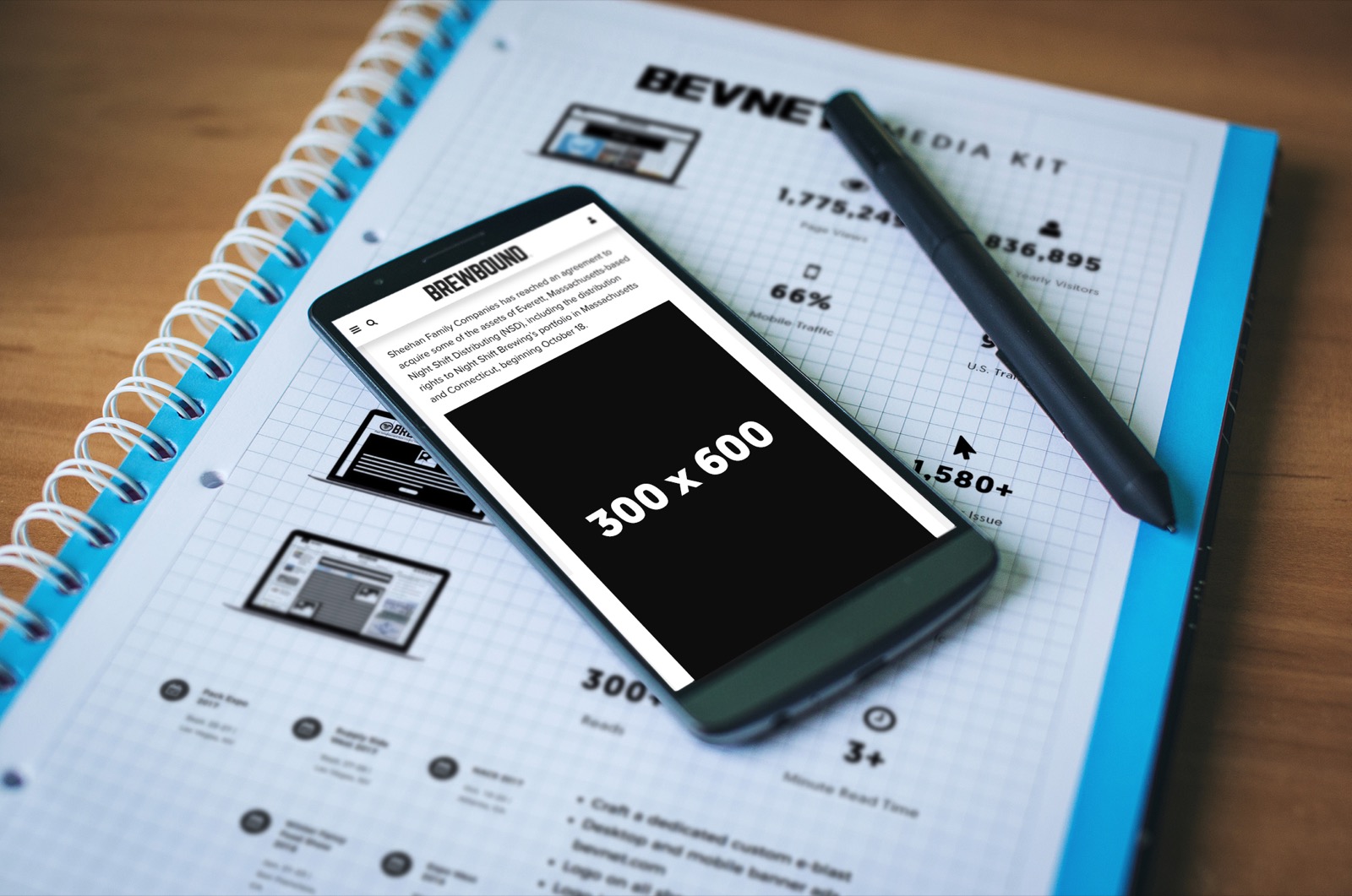 A Brewbound banner ad shown on a mobile phone