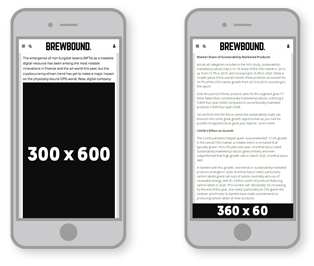 Mockup of what digital ads would look like on the Brewbound website in mobile view
