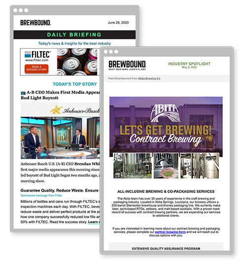 The Brewbound Daily Briefing newsletter with a dedicated email placement