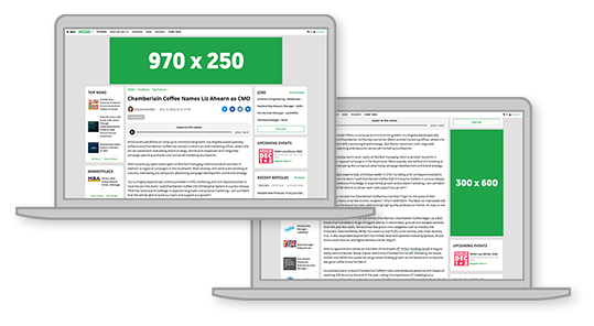 Mockup of what digital ads would look like on the Nosh website in desktop view