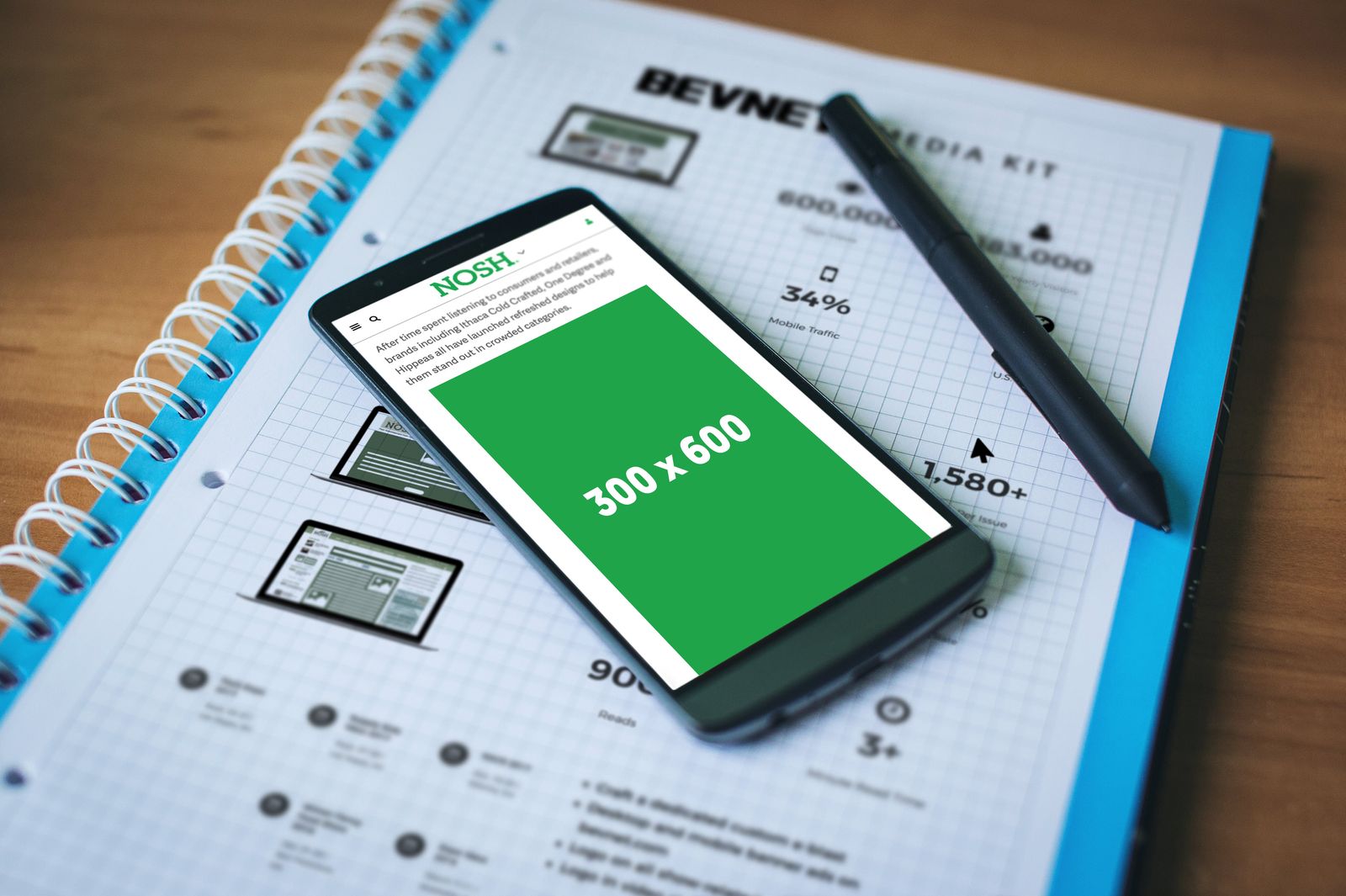 A Nosh banner ad shown on a laptop and a mobile phone