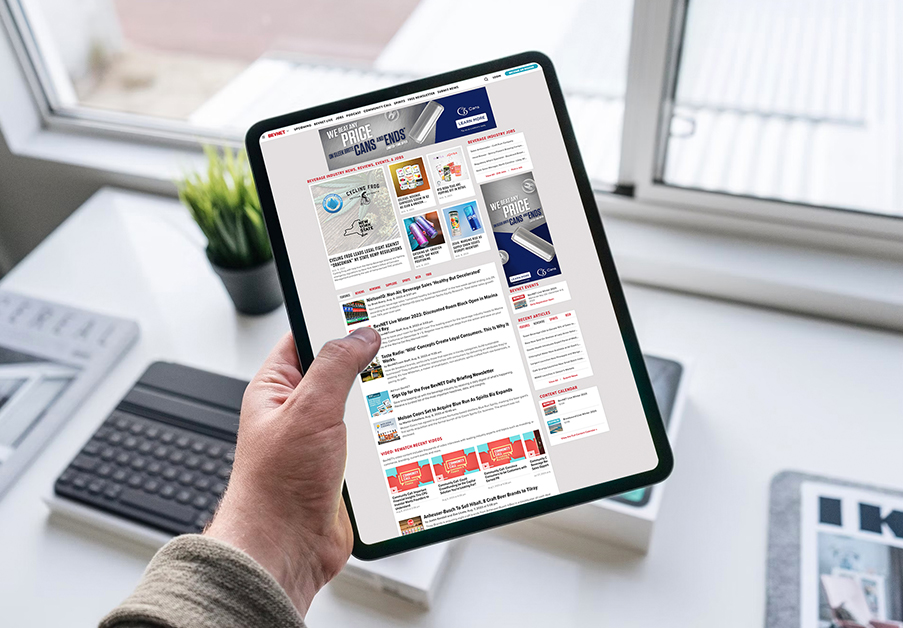 Beverage professionals reading BevNET.com with a banner ad in view