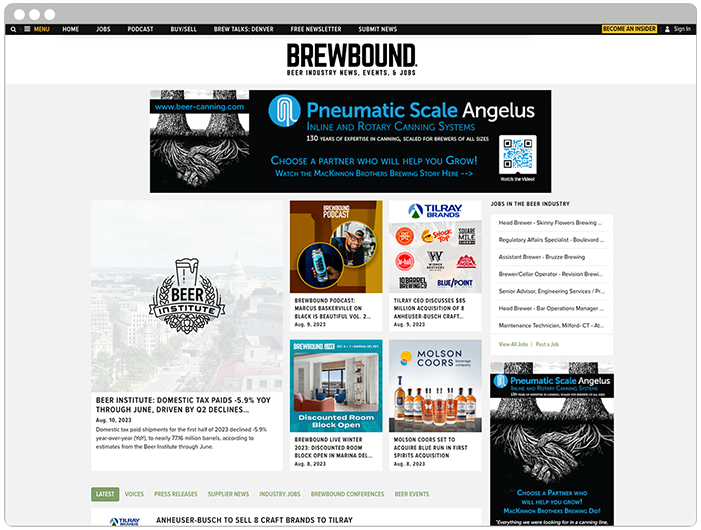 Example of a banner ad running on the Brewbound.com homepage