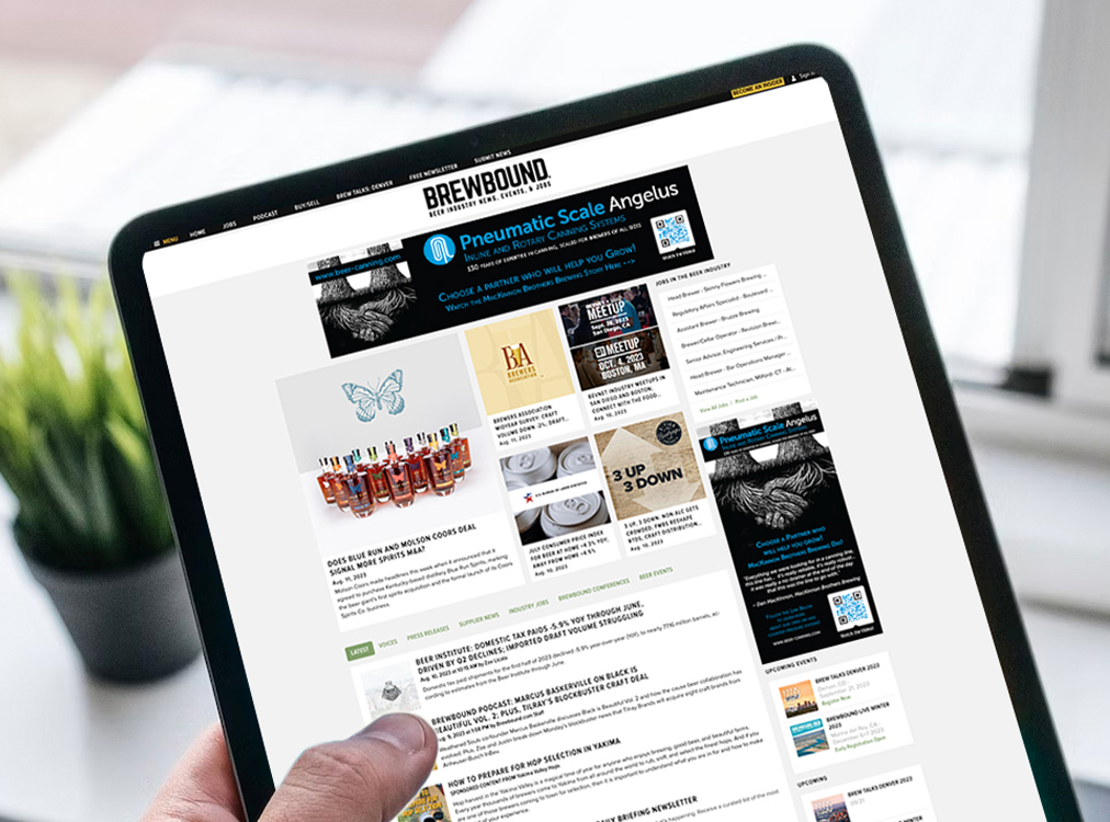A reader browsing Brewbound.com on a laptop