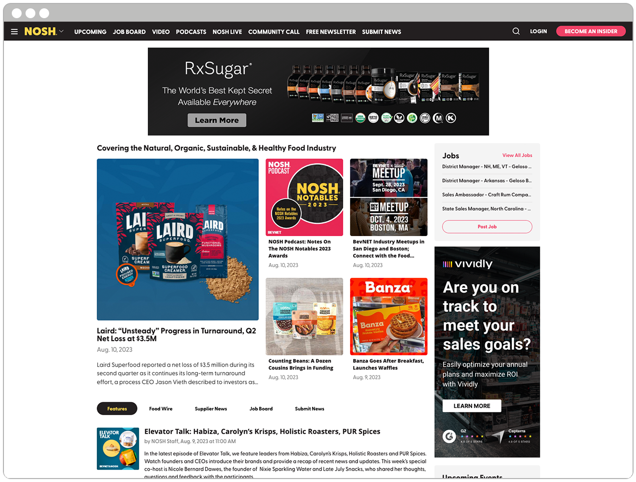 Example of a banner ad running on the Nosh.com homepage