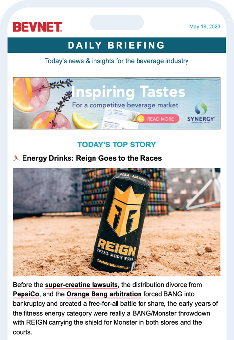 The BevNET Daily Briefing open on a phone