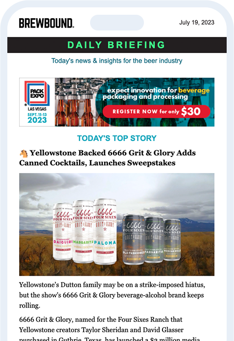 The Brewbound Daily Briefing open on a phone