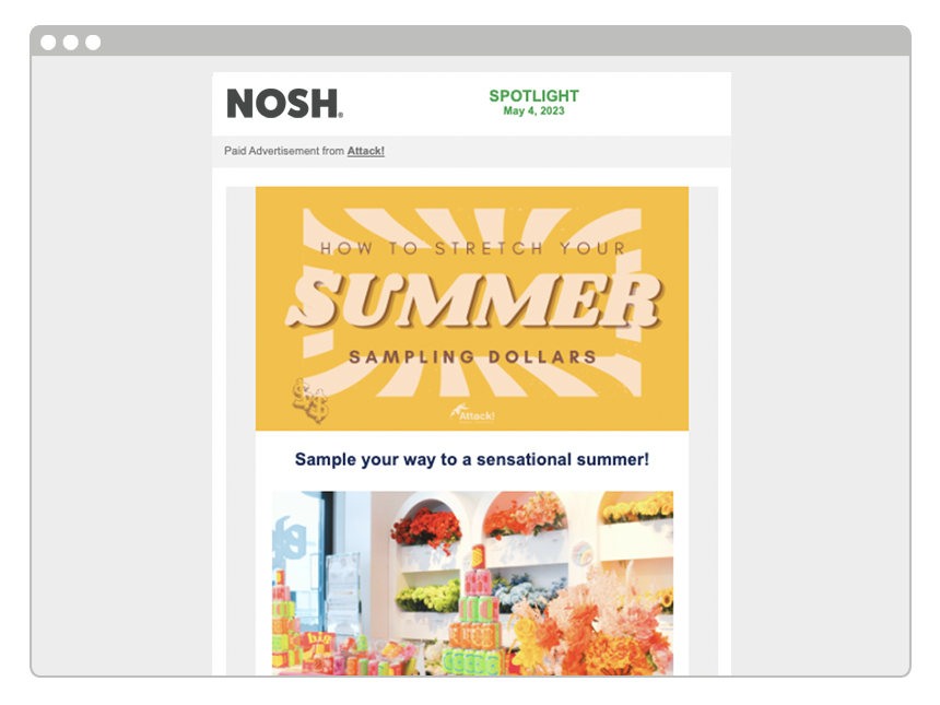 Preview of a Nosh dedicated email