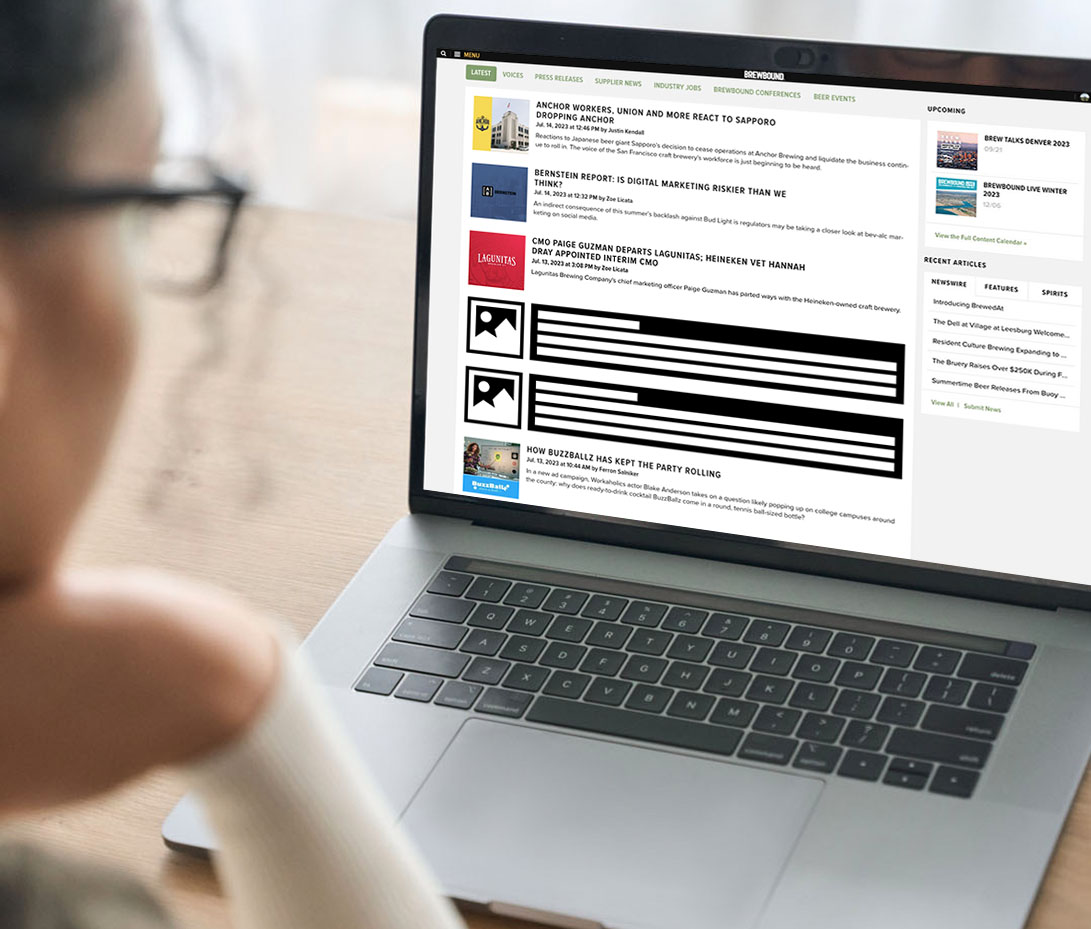 A native placement on the Brewbound.com homepage