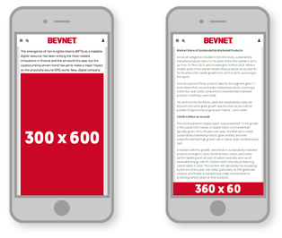 Mockup of what digital ads would look like on the BevNET website in mobile view